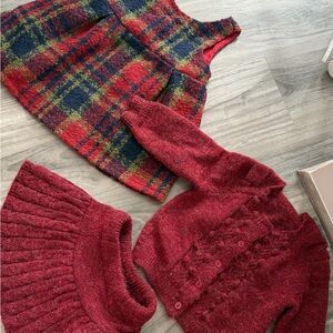 Plaid Red Sweater Set for Women